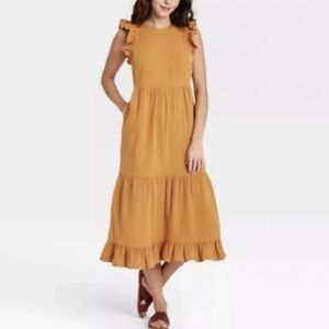 Jcrew factory FLUTTER-SLEEVE MIDI DRESS
